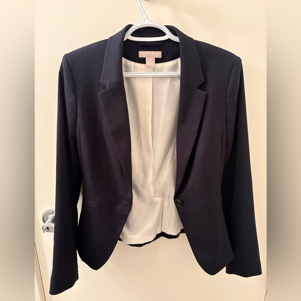 H&M Navy Blazer with White Lining XS